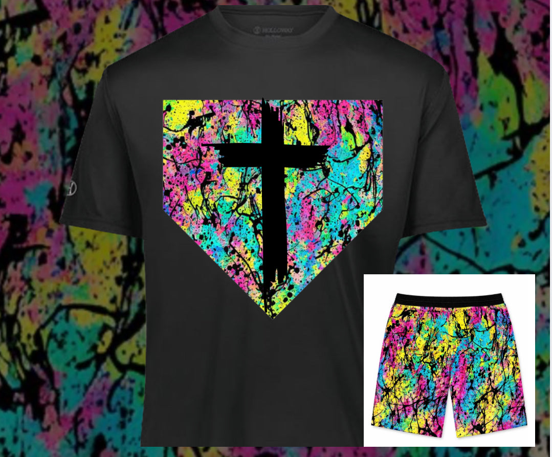 Cross Paint Splatter Shorts Pre-Order