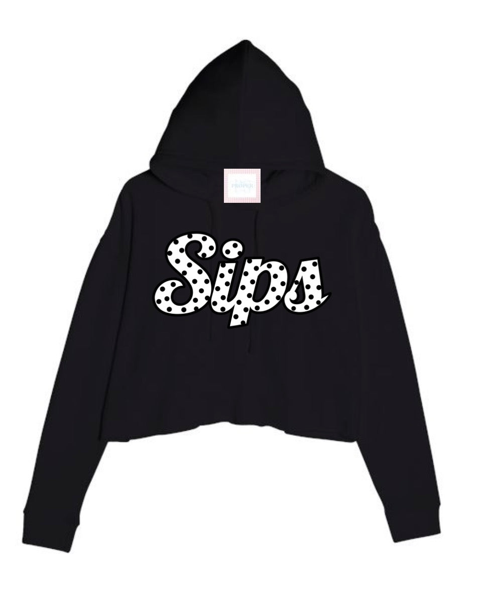 Sips Polka Dot Crop Hooded Sweatshirt
