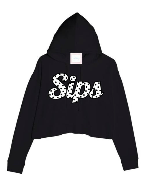 Sips Polka Dot Crop Hooded Sweatshirt