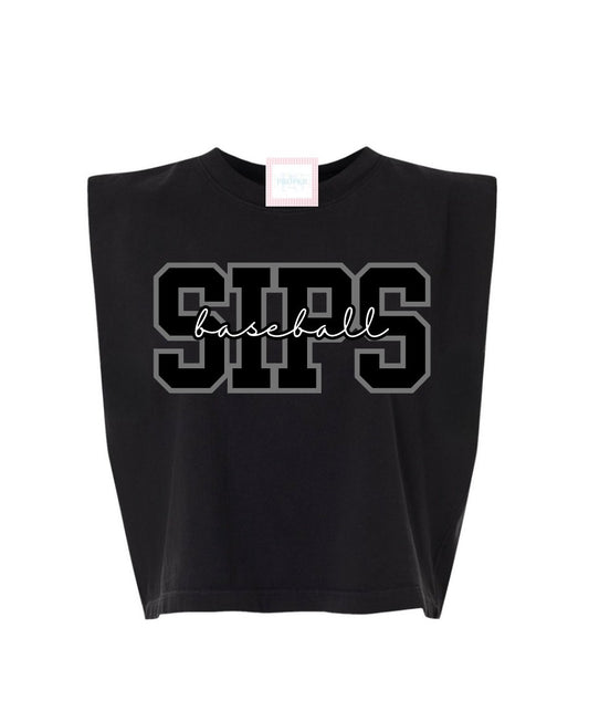 Sips Baseball Black Muscle Tank