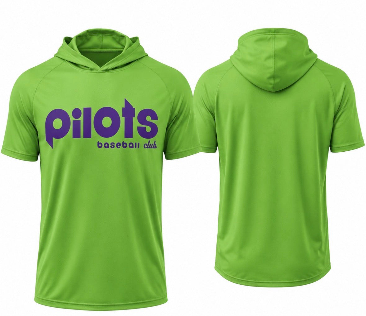 Pilots Lime Green Drifit Hooded Tee