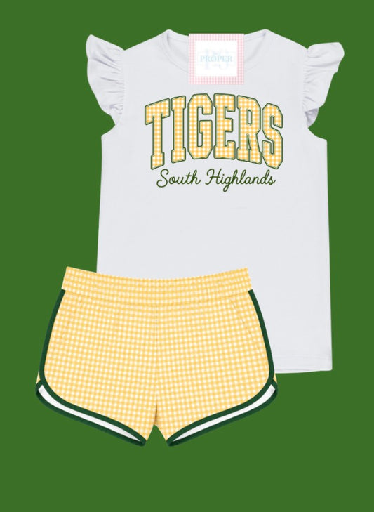 Girls Green/Yellow Gingham Shorts
