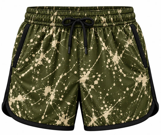 Black & Green Paint Splatter Shorts
