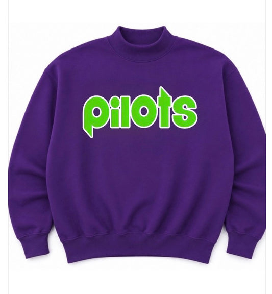 Pilots Purple Mock Neck Oversized Sweatshirt